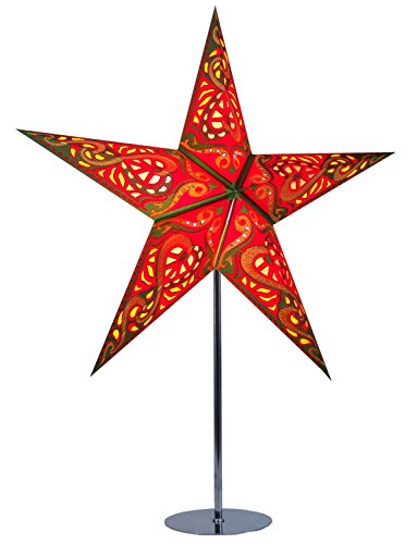 Weihnachtsstern / Papierstern Lampenschirme mit funkelnden dekorativen Designs in Handarbeit ANTARES – Rot - 7