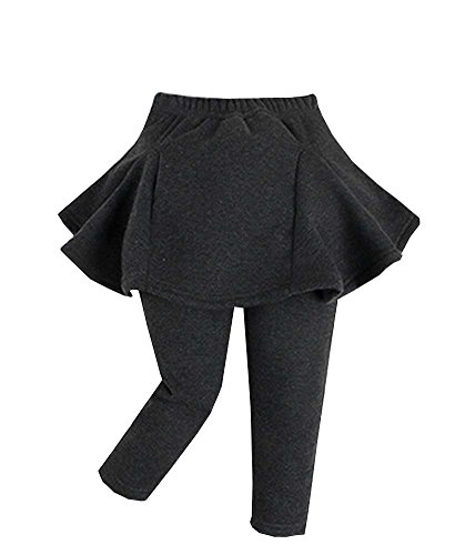 Warm Set of Leggings And Skirt Winter Baby Girl Double Skirt Leggings Black 90cm