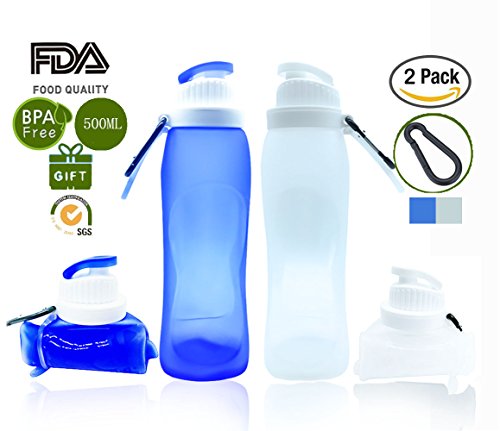 Silicone Water Bottle Weisikai 2pcs 500ML Lightweight Anti-Leak With Proof Valve Portable Collapsibl Silicone Water Bottle Weisikai 2pcs 500ML Lightweight Anti-Leak With Proof Valve Portable Collapsibl