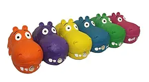 Multipet HIPPOPOTAMUS Latex Hippo that Grunts 8 inch dog toy. Ships in one of three assorted colors.