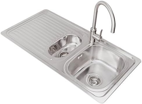 Valle Edmonton 1000x500mm Left Hand 1.5 Bowl Kitchen Sink - Stainless Steel