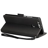 FESELE Dreamcatcher Schutzhülle für [Huawei P9] Feder Traumfänger Prägung Brieftasche Hülle Leder Flip Case Handyhülle mit Magnetverschluss, Huawei P9 Card Slot Vintage Series Wallet Cover Ledertasche Leder-Mappen-Karten-Slot-Abdeckung im Bookstyle Ständer Kartenfach für Huawei P9 + Blau Eingabestift Stylus Touch Pen-Traumfänger,schwarz - 4