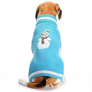 KUTKUT Two-Leg Snowman Sweater | Turtleneck Cold Weather Coat | Winter Warm Knitwear Stretchable Pet Clothes for Large Dogs (Size: 2XL, Back Length: 54 cm, Chest: 69 cm, Neck: 52 cm)