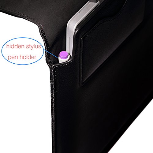 MoKo Surface Pro 3 / 4 Sleeve Hülle – PU Leder Tasche Schutzhülle Lederhülle Wallet Case Leather Sleeve Aktentasche mit Karten-Slot für Microsoft Surface Pro 3 / Pro 4 12 Zoll Tablet, Schwarz - 2