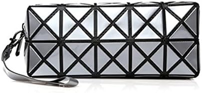 Merclia Square Durable Geometric Cosmetic Bags Wristlet Purse Clutch Bag (Handbag, Grey)
