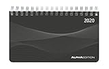 Querkalender Mini PP-Einband schwarz 2020 - Tischkalender - Bürokalender (9 x 16) - 1 Woche 2 Seiten - Ringbindung - Terminplaner - Notizbuch by