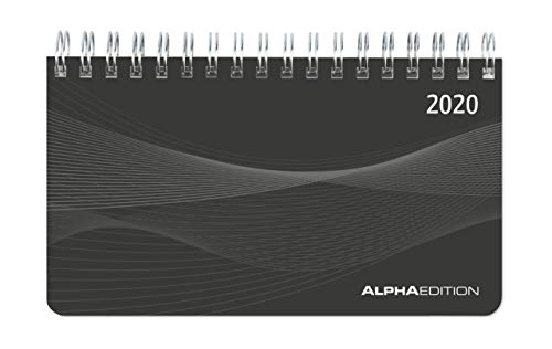 Querkalender Mini PP-Einband schwarz 2020 - Tischkalender - Bürokalender (9 x 16) - 1 Woche 2 Seiten - Ringbindung - Terminplaner - Notizbuch