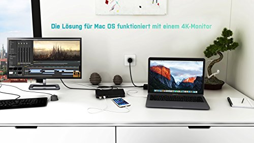 i-tec USB-C Dual Display (MST) Docking Station 1x HDMI, 1x Display Port, 1x Ethernet, 3x USB 3.0, 1x USB-C-Datenschnittstelle, 1x Audio/Mikrofon Jack, 1x 60W USB-C Power Delivery für Aufladung mit einem Kabel, ON/OFF Switch, für Notebooks, Tablets, Widows, Mac OS, auch für MacBook 2016 - 3