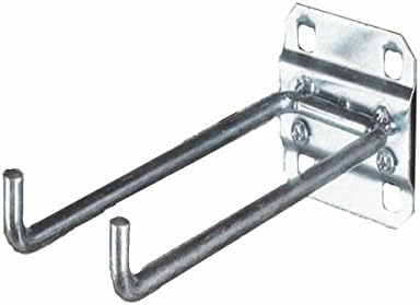 LocHookDouble Rod Hook for Square Hole Pegboard, Zinc Alloy Steel, Silver, 4 Inch