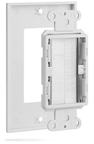 Fosmon 1-Gang (2 Pack) Bürste Wandplatte, Brush Style Opening Passthrough Low Voltage Kabel Plate In-Wall Installation für Lautsprecher Speaker Wires, Coaxial Cables, HDMI Cables, oder Network/Phone Cables … - 3