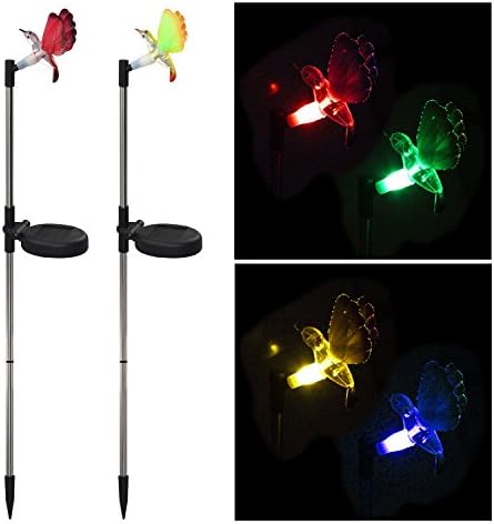 CISTWIN Pack of 2 Color Changing Fiber Optic LED Solar Powered Hummingbird Garden Pathway Stake Lights Lanterns for Lawn Yard Patio Outdoor CIS-57255-PACK2HB