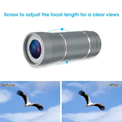 12X HD Teleobiettivo Smartphone, Maxcio Teleobiettivo Mobile per Migliorare la Chiarezza e Il Doppio Obiettivo, Obiettivo Clip per iPhone 8/8 Plus, 7/7 Plus, 6 / 6s Plus, iPad, Samsung S8 / S7, Xiaomi, Huawei ecc