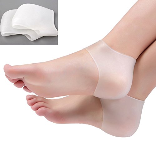 Finlon - 1 paio di tutori per il tallone, in silicone gel idratante, per la cura della pelle incrinata, proteggono la caviglia e alleviano il dolore