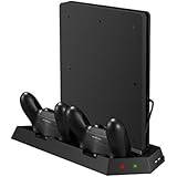 Younik VG-15 PS4 Slim Vertical Stand Cooling Fan with dualshock Controller Charging Station and USB HUB Charger Ports - 4 in 1 stand for PlayStation 4 Slim