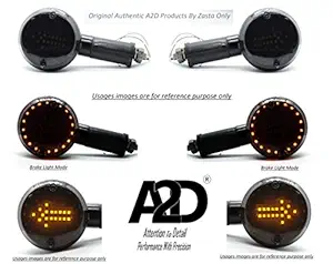 A2D Bike Retro Style LED SMD Turn Arrow Indicators With Brake Light Feature YELLOW & RED Set Of 2 For Bajaj Avenger 220 DTS-i