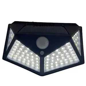 Seafront Solar Lights for Home and Garden 100 LED Motion Sensor Security Lamp | Bright Solar Wireless Security Motion Sensor Solar Lights Wireless Night for Outdoors Wall Solar Lights Home