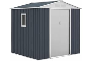 GARDIUN KIS12132 - Casetta Metallica Darlington 4.07 m² Esterno 191 x 213 x 205 cm Acciaio Zincato Grigio Antracite