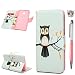 Produktbild Handytasche J6 Plus Handyhülle Samsung Galaxy J6 Plus 2018 Hülle Case Malen Muster Leder Tasche Flipcase Cover Silikon Schutzhülle Skin Ständer Klapphülle Schale Bumper Magnet Ledertasche-Eule