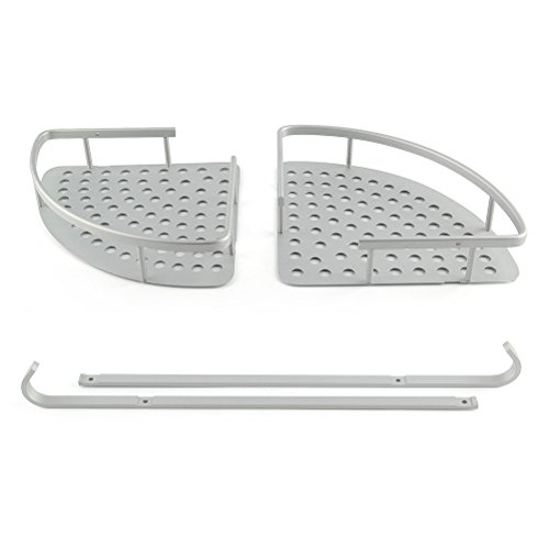 Pixnor Dusche Regal-Aluminium 2-stufig Bad Ecke Storage Rack Veranstalter (Silber) - 2