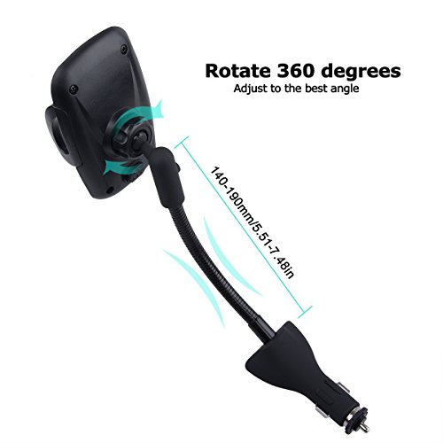 iVoler Supporto Portatile per Auto Ricarica Caricabatterie USB(Uscita Massima 3.1A), 2 in 1 Caricabatteria per auto con Rotazione a 360Â° per iPhone X / 8 / 8 Plus / 7 / 7 Plus / 6(s) / 6(s) Plus / SE / 5s / 5, Samsung Galaxy S9 / S9+ / S8 / S8+ / S7 / S7 Edge / S6 / S5 / J5 / A5, Asus Zenfone 3 / 4, Huawei, Google Nexus, LG, Nokia, Blackberry, Xiaomi, Lenovo, HTC, ecc. - Grigio/Nero