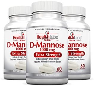 Health Labs Nutra D-Mannose 1,000mg - Urinary Tract and Bladder Support (Pack of 3) 3-Month Supply