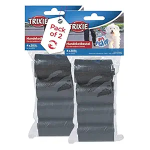 Petsy - Trixie Dog Dirt/Poop Pick-Up Bags Refill Black, 4 Rolls of 20pcs | Multi Packs (Pack of 2)