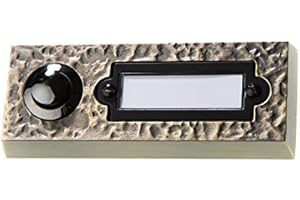 HUBER campanello a pulsante montato in superficie in metallo - con targhetta - pulsante in ottone cromato - campanello porta anteriore