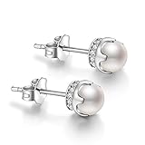 J.Vénus Orecchini in Argento 925 di buona lega con perla d'acqua dolce 5.5mm