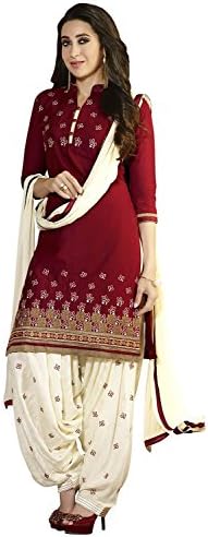 DivyaEmporio Women's Faux Crepe Maroon Salwar Suit Dress Material