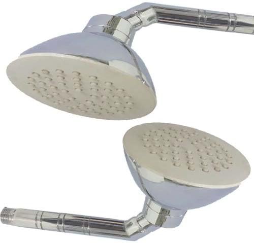 SHRUTI Heavy Duty Overhead shower Spice Round Single Flow ABS Shower Head with Round Shower Head arm .Rain Shower With Rubbit Cleaning System (Chrome) with Free Wall flange And Teflon tap - (6001 , 1774 ,1375)