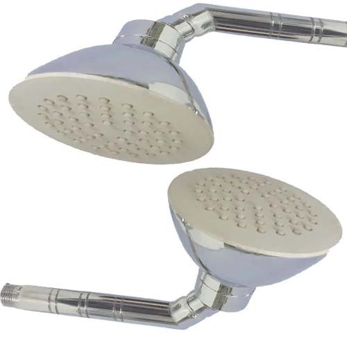 SHRUTI Heavy Duty Overhead shower Spice Round Single Flow ABS Shower Head with Round Shower Head arm .Rain Shower With Rubbit Cleaning System (Chrome) with Free Wall flange And Teflon tap - (6001 , 1774 ,1375)