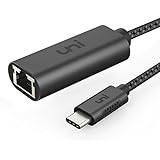 USB-C to Ethernet Adapter, uni USB C to RJ45 Gigabit Ethernet LAN Network Adapter Cable, Compatible for iPad Pro 2018, MacBook, Surface Book 2 and More - Space Grey
