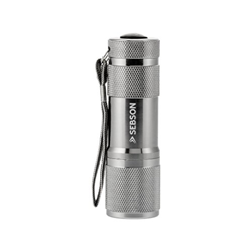 SEBSON® UV Taschenlampe mit 9 LEDs, Schwarzlicht, 390-395nm, Prüfgerät, Ø30x94mm - 2
