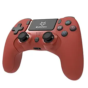 EvoFox Elite Play PS4 Wireless Controller for iPad and iPhones with Dual Vibration, Bluetooth Connection, 6-axis Gyro Sensor and 10 Hrs Gameplay (Red)