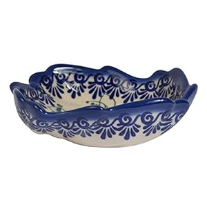 Traditional Polish Pottery, Decorative Snack & Dip Bowls, Handcrafted Ceramic Shell Bowl (200ml), Boleslawiec Style Pattern, M.501.PANSY