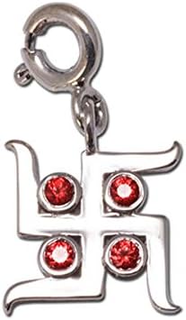 FOURSEVENJewellery 925 Sterling Silver Svasti Charm Pendant, Fits in Bracelets, Chains and Necklace (Jewellery Pendant as a Gift for Men, Women, Wife, Husband, Boyfriend & Girlfriend)