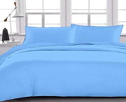 LUXURY POLY COTTON FITTED BED SHEET IN LIGHT BLUE COLOUR (SINGLE)