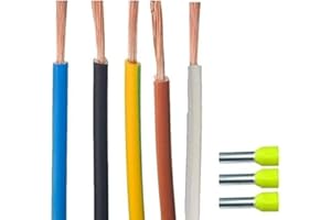 MPS-CONTACT Verdrahtungsleitung Set 6mm² - 5 x 2 Meter - H07V-K feindrähtig mit 25 Aderendhülsen Verdrahtungssatz Einzelader Elektroverteilung