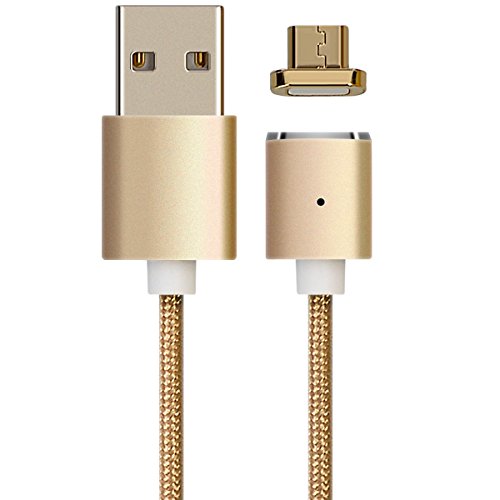 kwmobile Magnetisches Micro USB Ladekabel - 1m Nylon Micro-USB auf USB A Magnet Datenkabel Gold - USB-Kabel fÃ¼r Smartphone Tablet Powerbank Navi