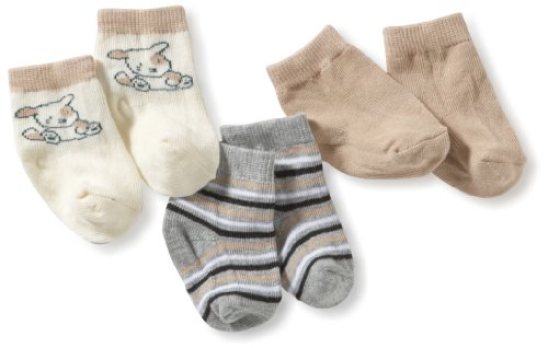 Playshoes Unisex Newborn Baby Socks 3 Pairs Set , Brown (Original), 0-3 Months