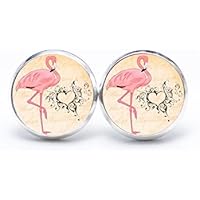 Ohrstecker / Ohrhänger Flamingos mit Herz - Größe wählbar