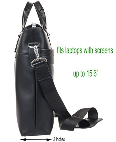 Laptoptasche aus Leder f  r Herren oder Damen - passend f  r 13 14 15 Zoll Laptops MacBooks - 2 Farben  Schwarz