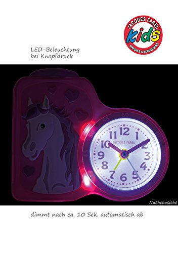 JACQUES FAREL ACB717HS-G Einhorn Wecker Mädchen Kinderwecker Kunststoff Analog Licht Alarm weiss - 4