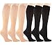Produktbild 6 Paar Kompressionsstrümpfe für Herren & Damen Kompressionssocken für Sport/Joggen/Krankenschwestern/Flüge/Reisen/Schwangerschaft/Medizinische (L/XL: Frauen41-45.5/Männer 41,5-46.5, Beige, Schwarz)
