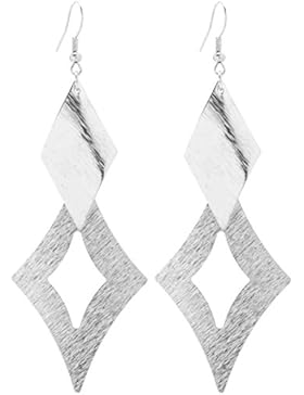 2LIVEfor Lange Statement Ohrringe Silber Gold Viereck Ohrringe lang Hängend Groß Blatt Ohrringe geometrisch Vintage...