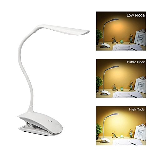 Preisvergleich Produktbild Wiederaufladbare USB LED Schreibtischlampe, NOTENS verstellbarer Schwanenhals LED-Lese-Augenschutz Tischleuchte mit Clip Touch-Schalter