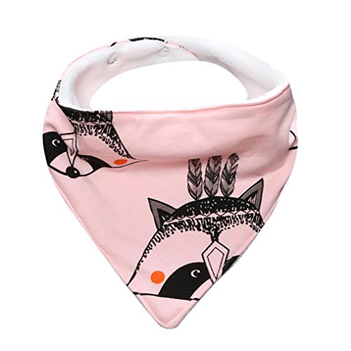 Rosennie Baby Kids Cotton Bandana Bibs Feeding Saliva Towel Triangle Waterproof (Pink)