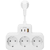 Vetech Current Protected Group Socket Wall Mounted 3x Socket, 2x Type-C, Multi Socket with 1x USB Port Output (White)