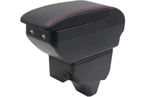 KAERGK Scatola bracciolo a doppio strato per Peugeot 208 2018-2021 Scatola portaoggetti per console centrale con 4 porta USB, accessori portabicchieri nero