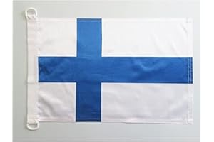 AZ FLAG - Drapeau Finlande - 45x30 cm - Pavillon Nautique Finlandais Spécial Bateau Et Extérieur En Maille Bloquée Avec Anneaux Plastiques Intégrés - 30g